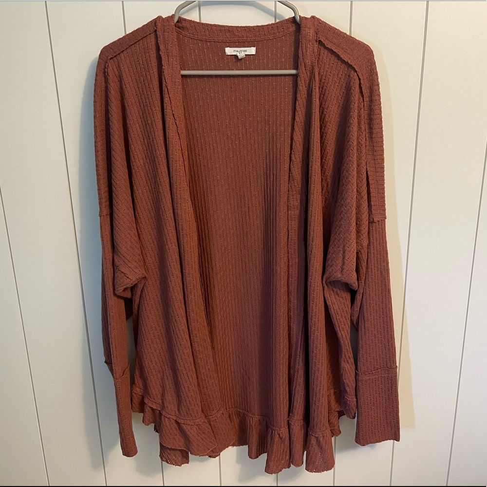 Rust Ruffle Detail Cardigan